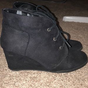 Black Wedge Booties